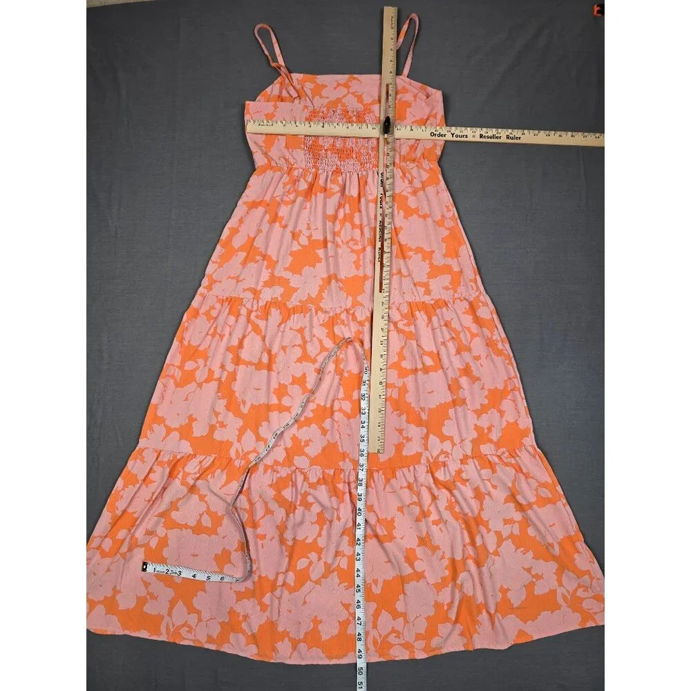 Social Standard By Sanctuary Womens Pink & Orange Floral Midi Dress M - Picture 3 of 5